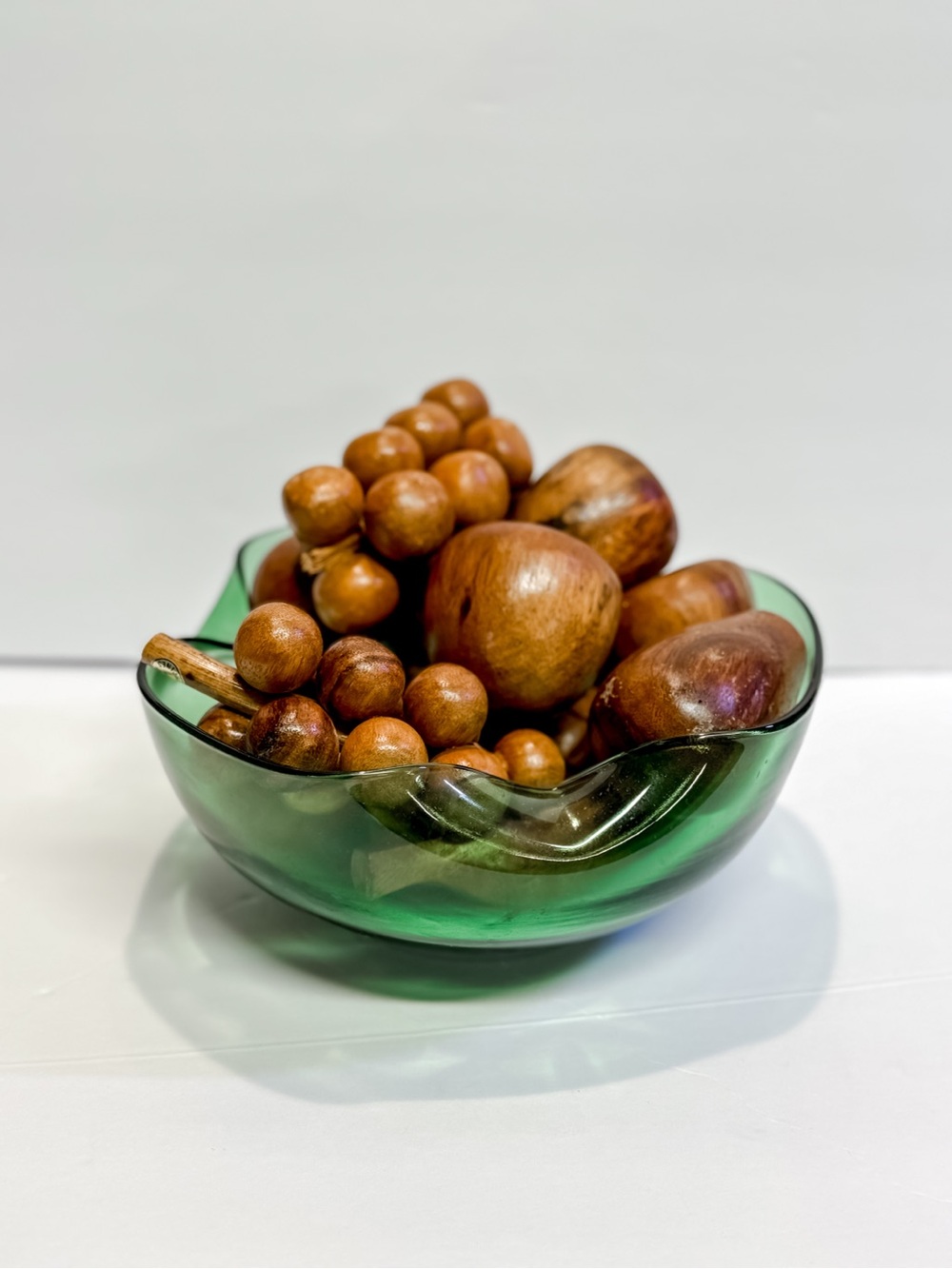 Vtg MCM hand carved wooden fruit (15pc set)